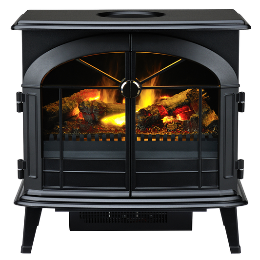 Dimplex Stockbridge Opti-Myst elektrische haard met vlameffect op witte achtergrond