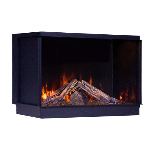 Fair Fires Tru Vizion Solution insert 650 Front in zwart met brandend haardvuur