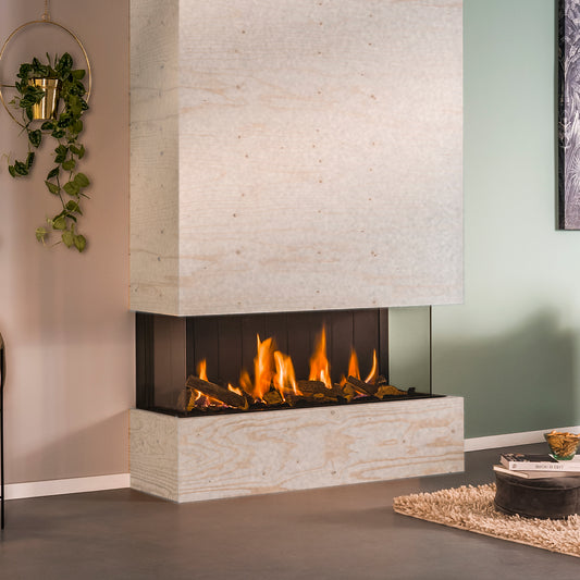 Trimline Fires 120 Panoramic ingebouwde haard in moderne woonkamer