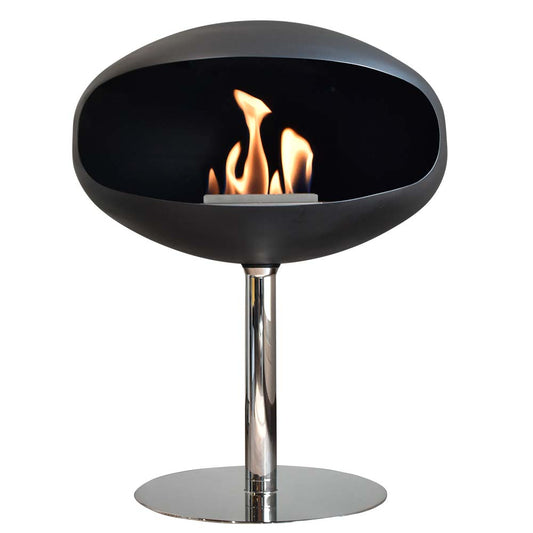 Cocoon Fires Pedestal zwart met brandende vlammen op standaard