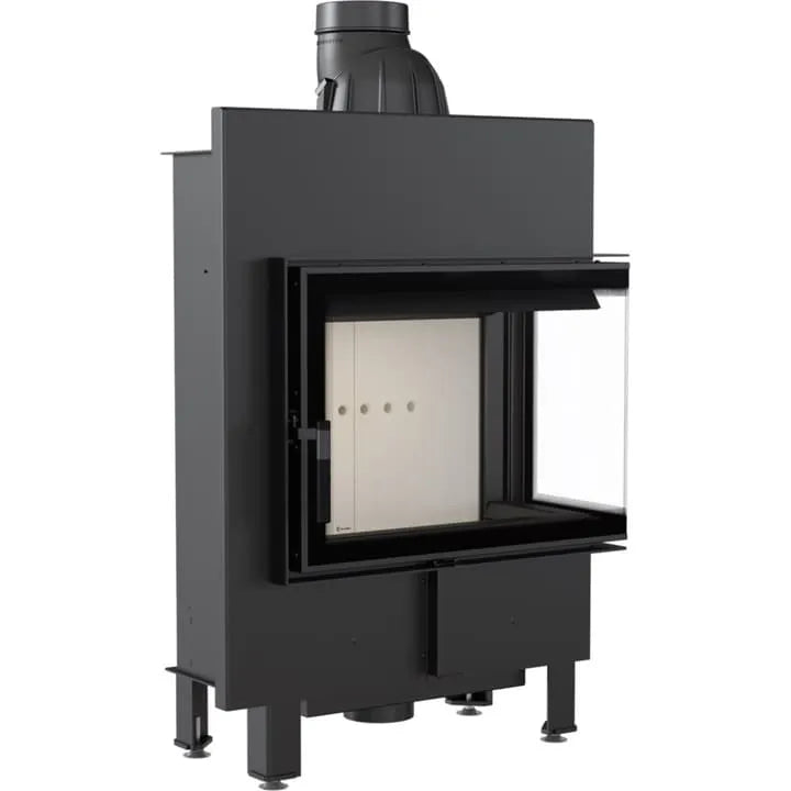 Kratki Lucy 12 kW Slim Rechts, moderne inbouwhaard met glazen zijpaneel rechts.