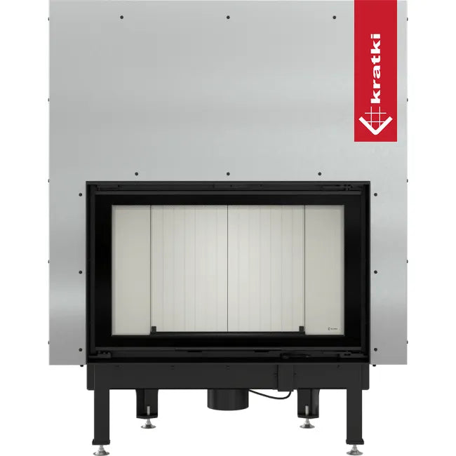 Kratki Nadia 12 kW inbouwhaard met zwart frame en glazen deur, merklogo rechtsboven.