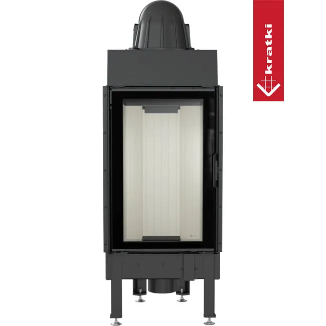 Kratki Nadia 9 kW houtkachel met glazen deur en strak, modern ontwerp.