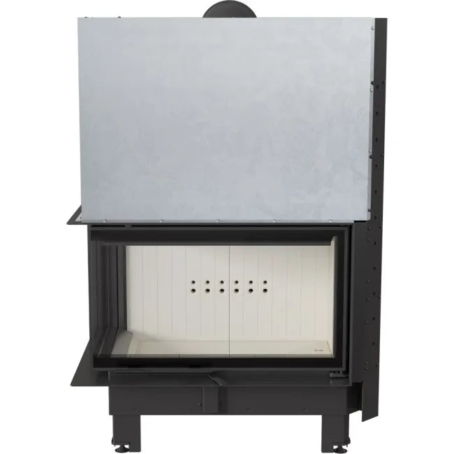 Kratki MBO Links inbouwhaard met glazen deur en metalen behuizing.