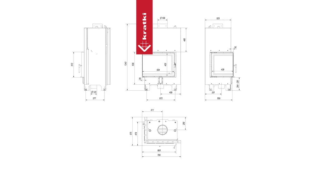 Technische tekening van Kratki MBZ CV Links met gedetailleerde afmetingen en specificaties.