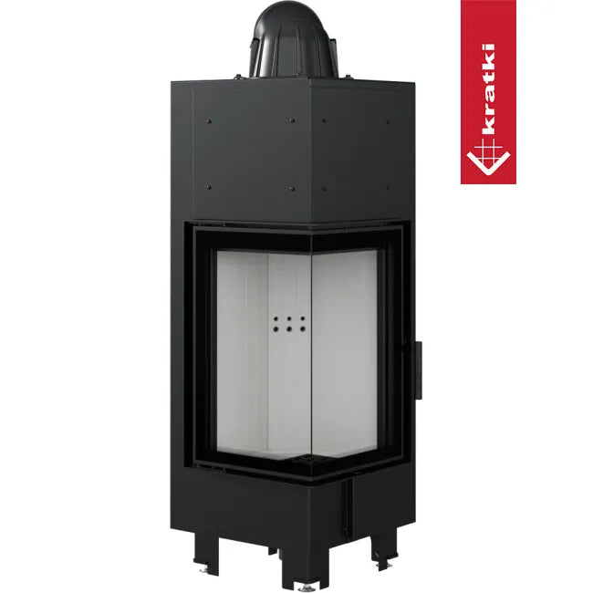 Kratki MBN 680 Links, moderne hoekhaard met zwart frame en glazen deur.