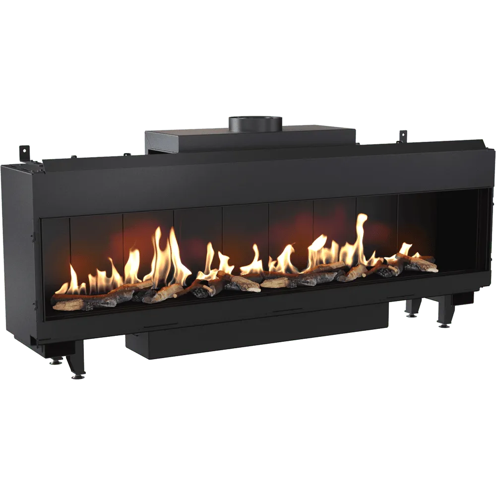 Kratki Leo 200 gashaard met realistische vlammen en houtblokken, modern en strak ontwerp.