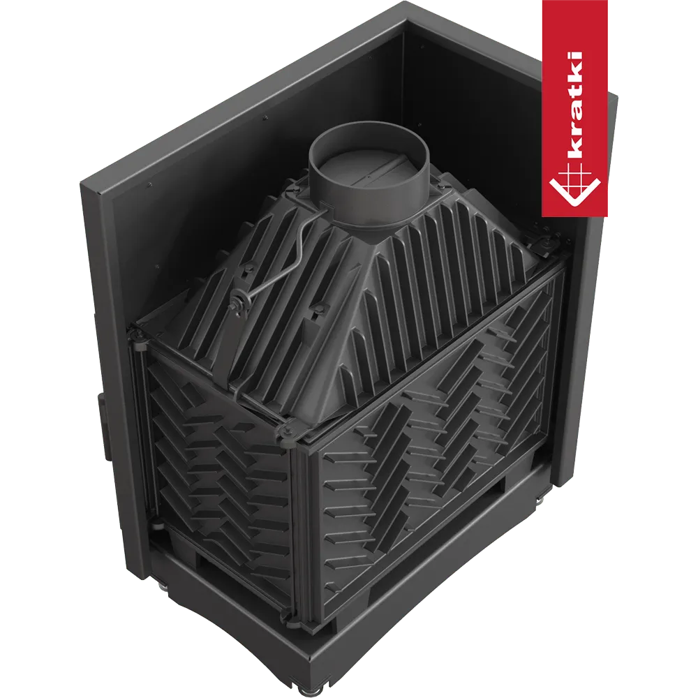 Kratki Oliwia Links houtkachel met robuust ontwerp en efficiënte warmteafgifte.
