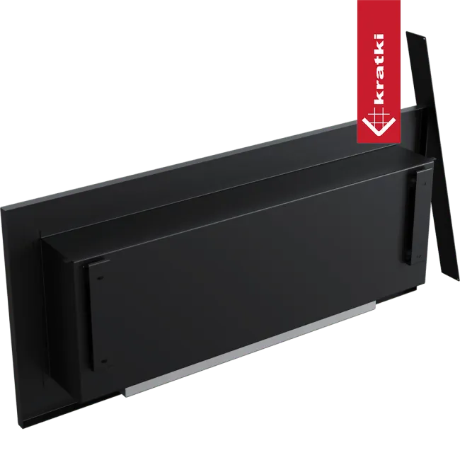 Kratki Delta2 Slim, een slanke, zwarte wandhaard met een modern en minimalistisch ontwerp.