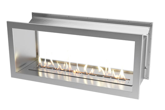Icon Fires Double Sided Slimline Firebox 1350 met Slimline 1100 Brander, inbouwhaard met vlammen