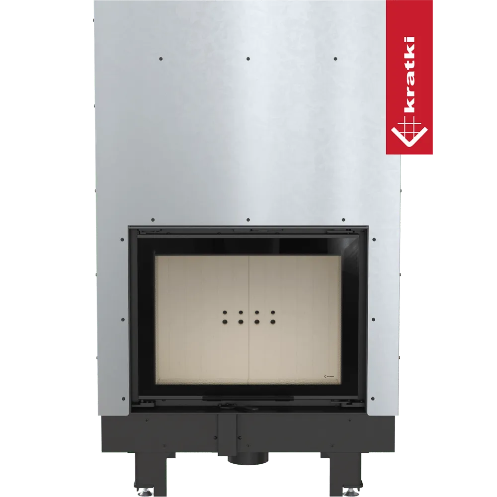 Kratki MBM CV inbouwhaard met modern ontwerp en zwart frame, geschikt voor centrale verwarming.