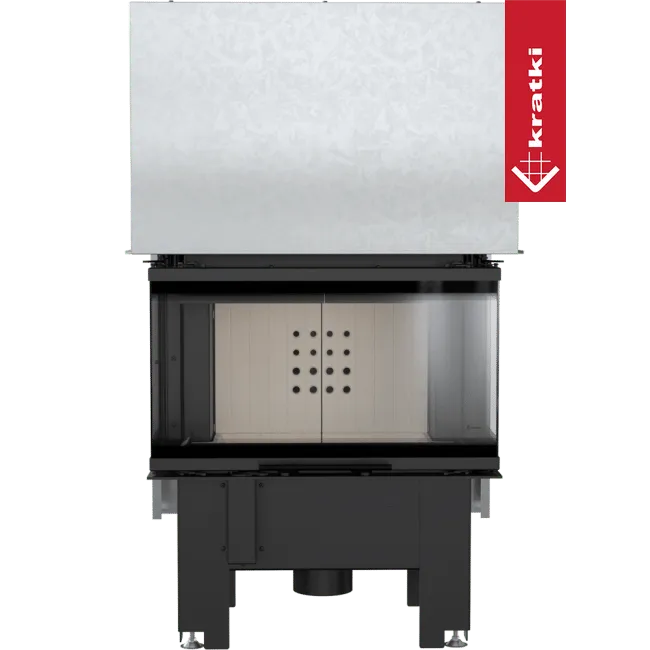 Kratki NBC 680/280 moderne inbouwhaard met glazen deur en zwart metalen frame.