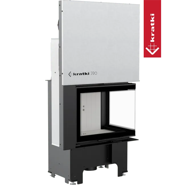 Kratki VNP 610/430 inbouwhaard met glazen deur en wit interieur.