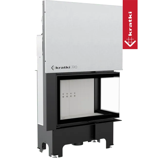 Kratki VNP 810/410 inbouwhaard met glazen deur en wit interieur.