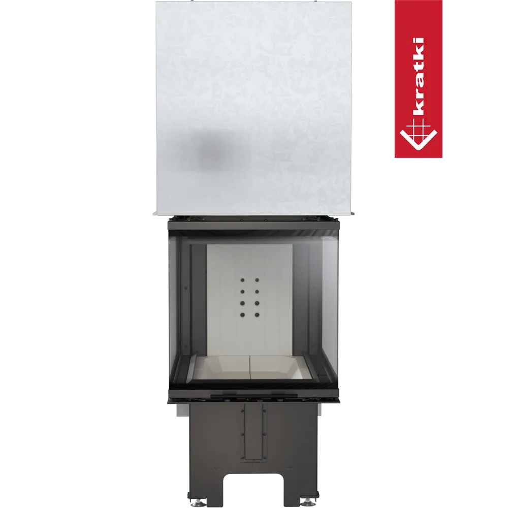 Kratki NBU 500/700 inbouwhaard met glazen deur en strak, modern ontwerp.
