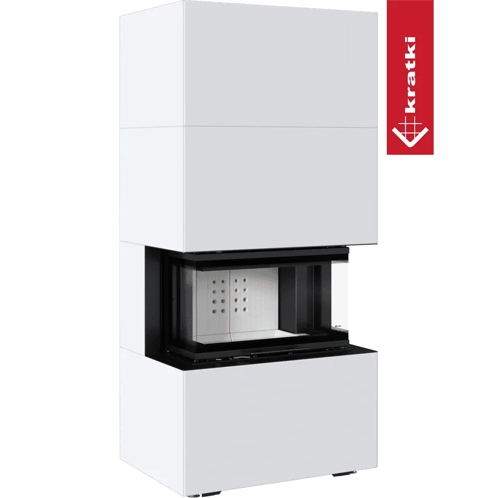 Moderne, witte Kratki Heb inbouwhaard met glazen deur en strak design.
