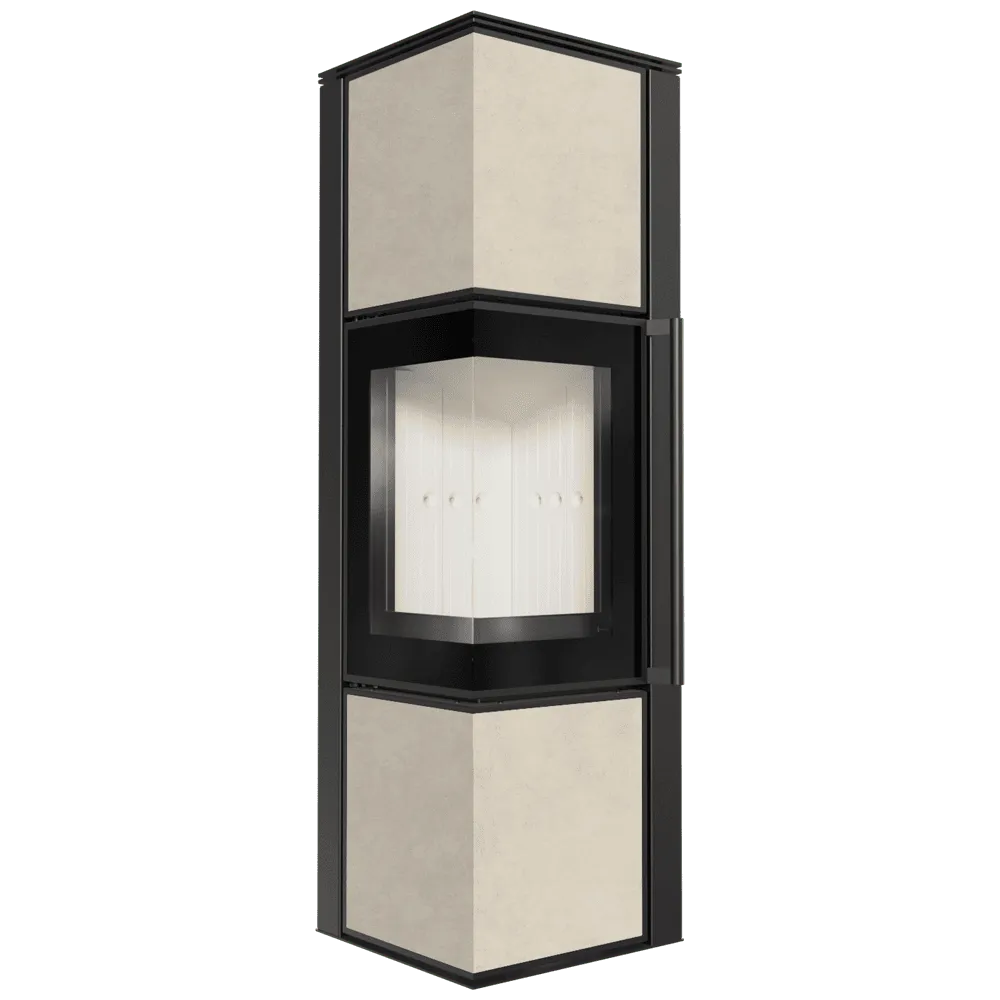 Kratki Tora M hoekhaard met zwart frame en beige panelen, modern en strak ontwerp.