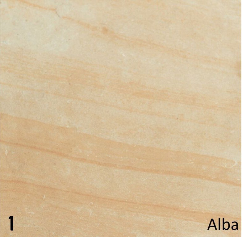 Schouw Stein variant t.b.v. vrijstaande kachel, beige met lichte houtnerfpatronen, gemarkeerd als "Alba".