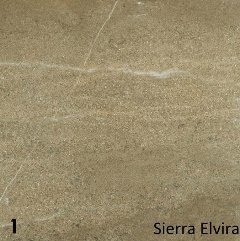 Schouw Stein variant t.b.v. vrijstaande kachel, Sierra Elvira, beige met subtiele witte aders.