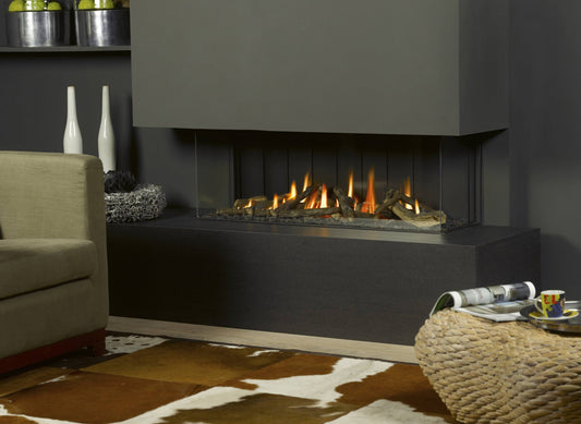 Trimline Fires 120 Panoramic gashaard in moderne woonkamer met vlammen