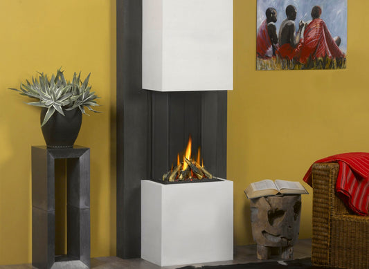 Trimline Fires 38 Panoramic in woonkamer met brandend vuur