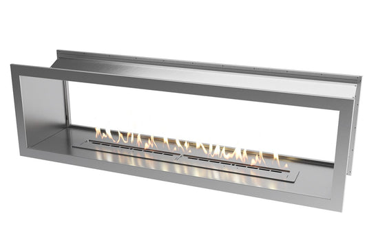 Icon Fires Double Sided Slimline Firebox 2000 met Slimline 1400 Brander op witte achtergrond