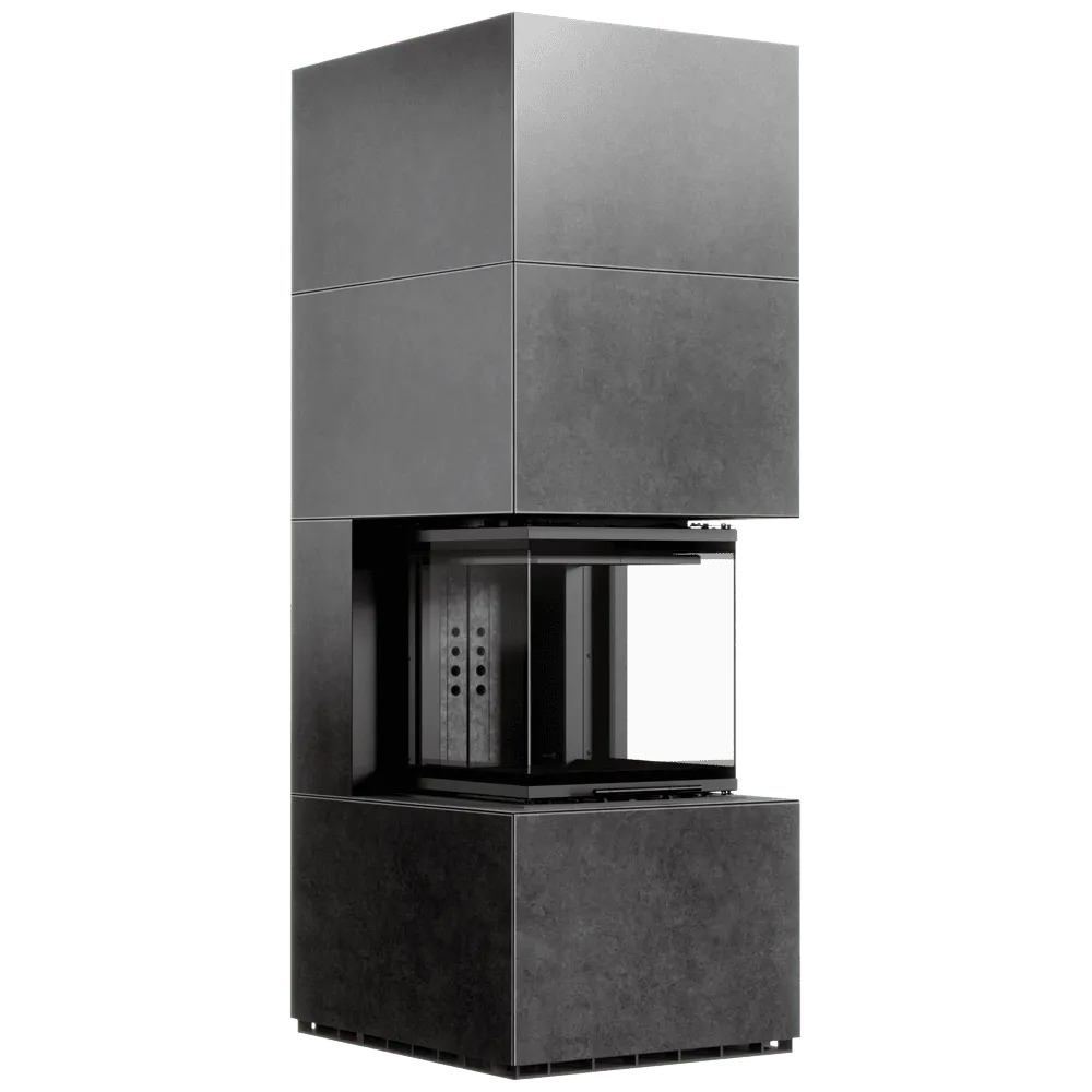 Kratki NBC 500/500 Hoog, moderne hoge haard met glazen deur en strakke zwarte afwerking.