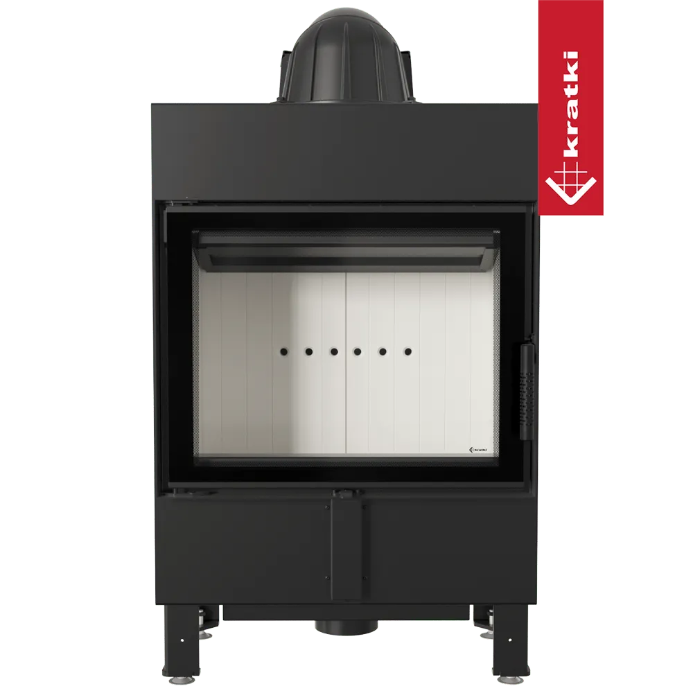 Kratki Lucy 12 kW Slim houtkachel met strak, modern ontwerp en glazen deur.