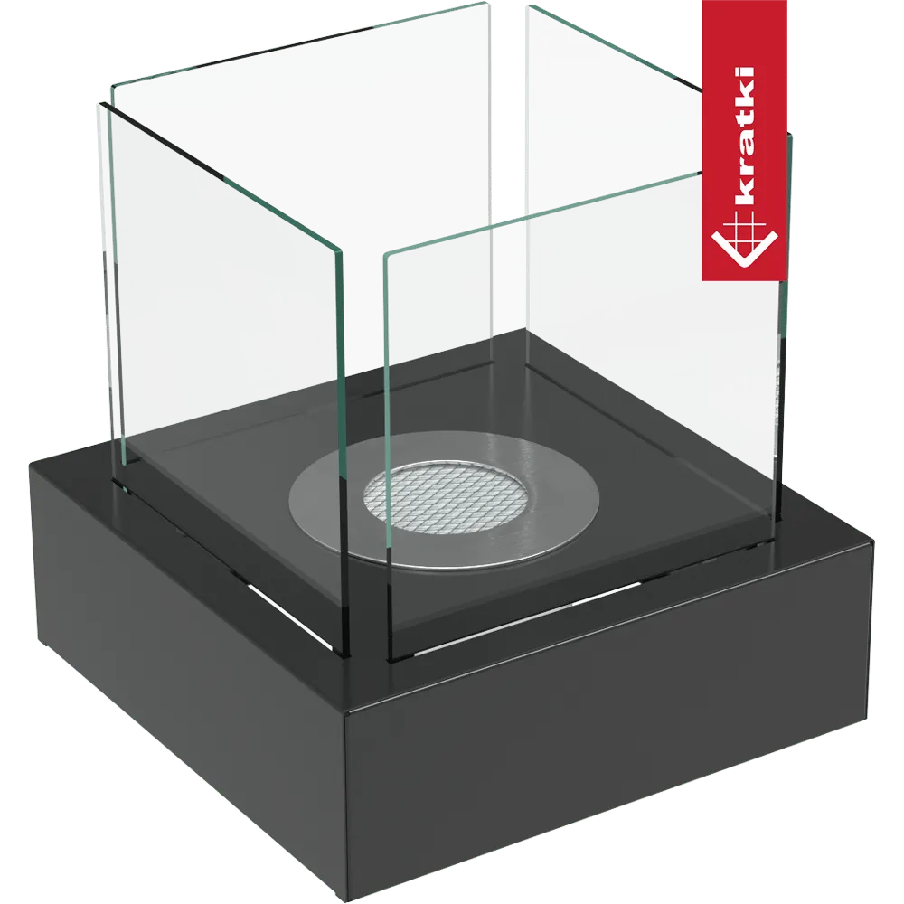 Kratki Tango3 TÜV tafelhaard met glazen panelen en zwart metalen basis.