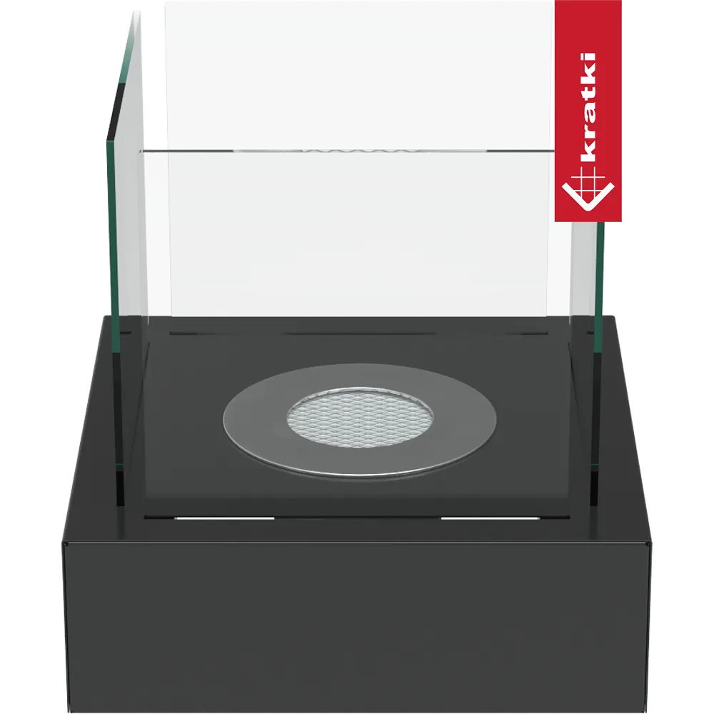 Kratki Tango3 TÜV tafelhaard met glazen panelen en zwart metalen basis.