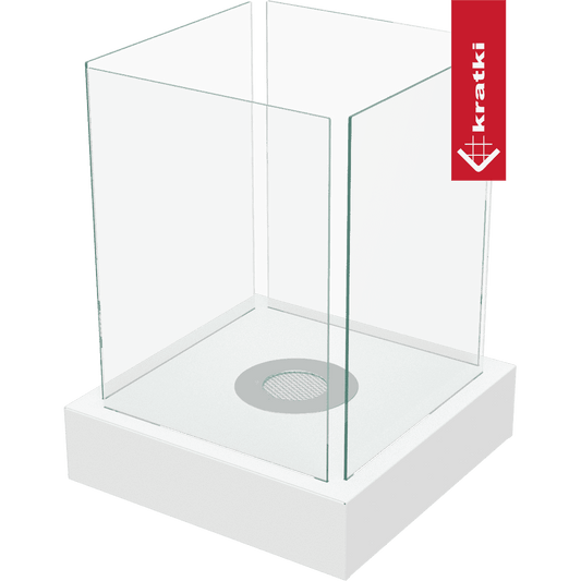 Kratki Tango4 TÜV glas vuurtafel op witte basis