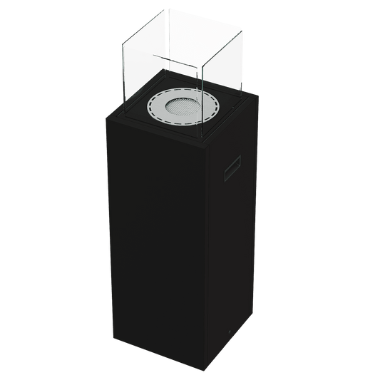 Kratki Tower zwarte terrasverwarmer met glazen windscherm