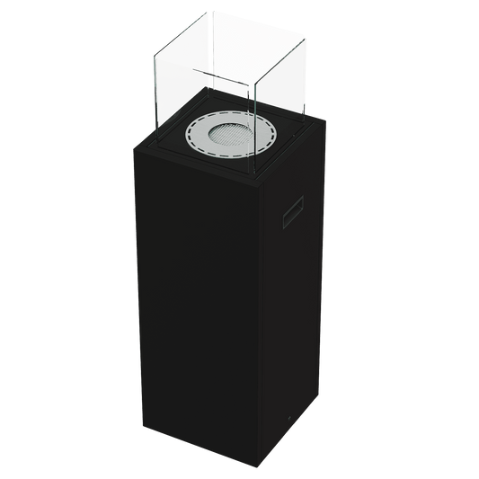 Kratki Tower zwarte vrijstaande kachel met glazen zijpanelen