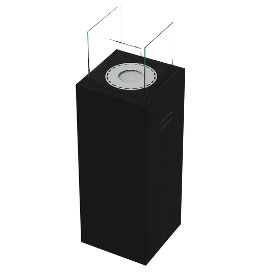 Kratki Tower zwarte vrijstaande kachel met glazen zijpanelen