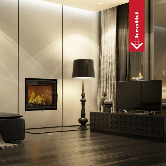 Kratki Aquario A in moderne woonkamer met ingebouwde haard