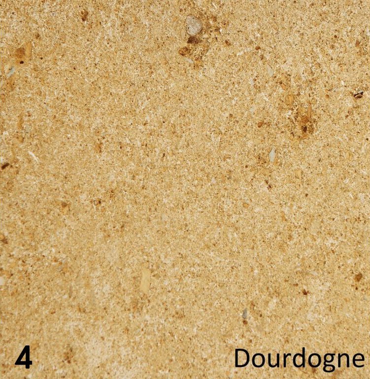 Schouw Stein variant t.b.v. vrijstaande kachel, beige steen met lichte en donkere vlekken.