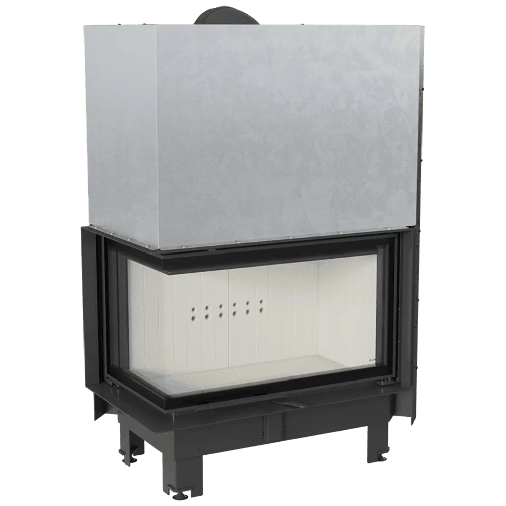 Moderne Kratki MBO Links inbouwhaard met glazen deur en metalen behuizing.