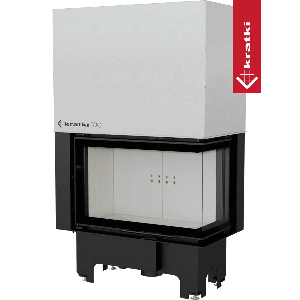 Kratki VNP 810/410 inbouwhaard met glazen deur en zwart metalen frame.