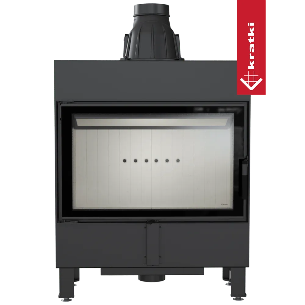 Kratki Lucy 14 kW Slim houtkachel met strak, modern ontwerp en groot glazen venster.