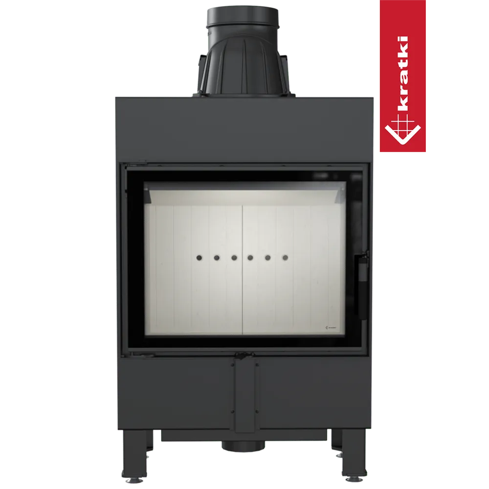 Kratki Lucy 12 kW Slim houtkachel met strak, modern ontwerp en glazen deur.