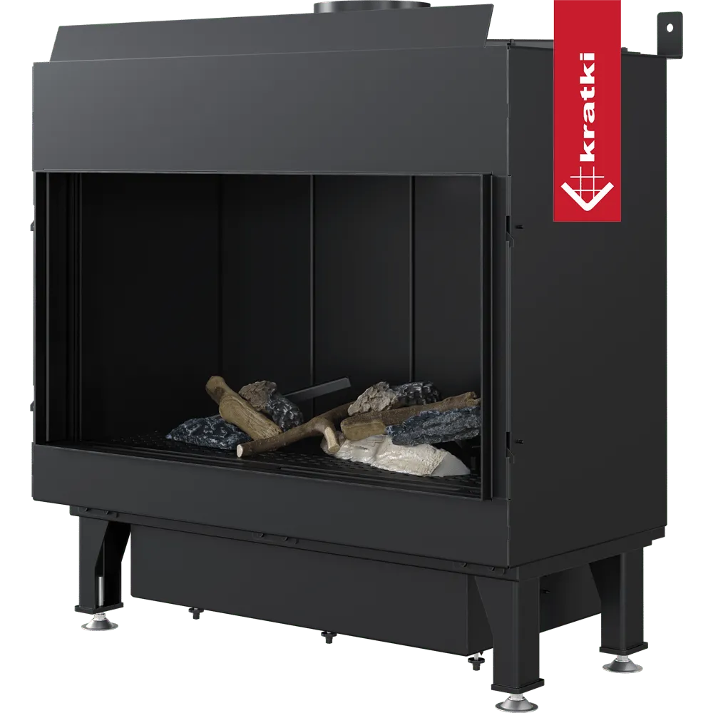 Kratki Leo 70 gashaard met realistische houtblokken en moderne, zwarte afwerking.