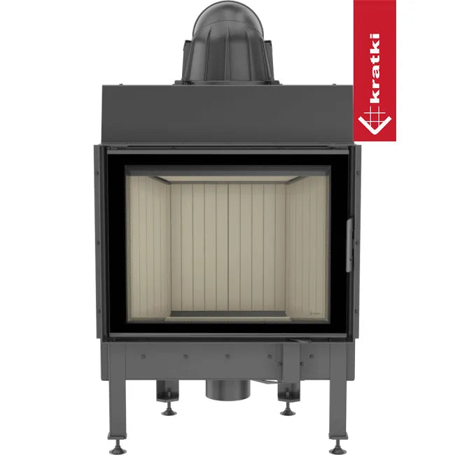 Kratki Nadia 10 kW houtkachel met glazen deur en moderne, strakke vormgeving.