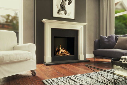 DRU Global 70XT CF ingebouwde haard in een moderne woonkamer