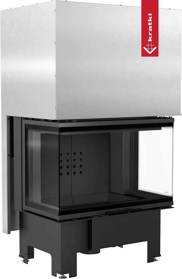 Kratki NBC 800/400 moderne inbouwhaard met glazen zijpanelen en strak zwart frame.
