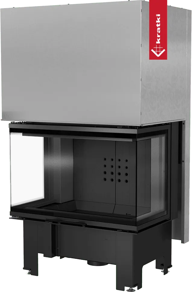 Kratki NBC 800/400 moderne inbouwhaard met glazen zijpanelen en strak metalen ontwerp.