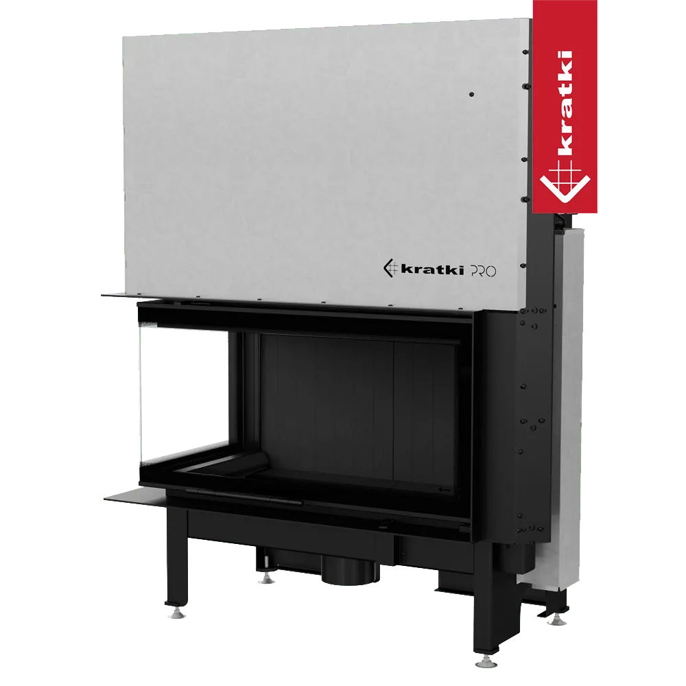 Kratki Nadia 14 kW Links, moderne inbouwhaard met linkse hoek en strak design.