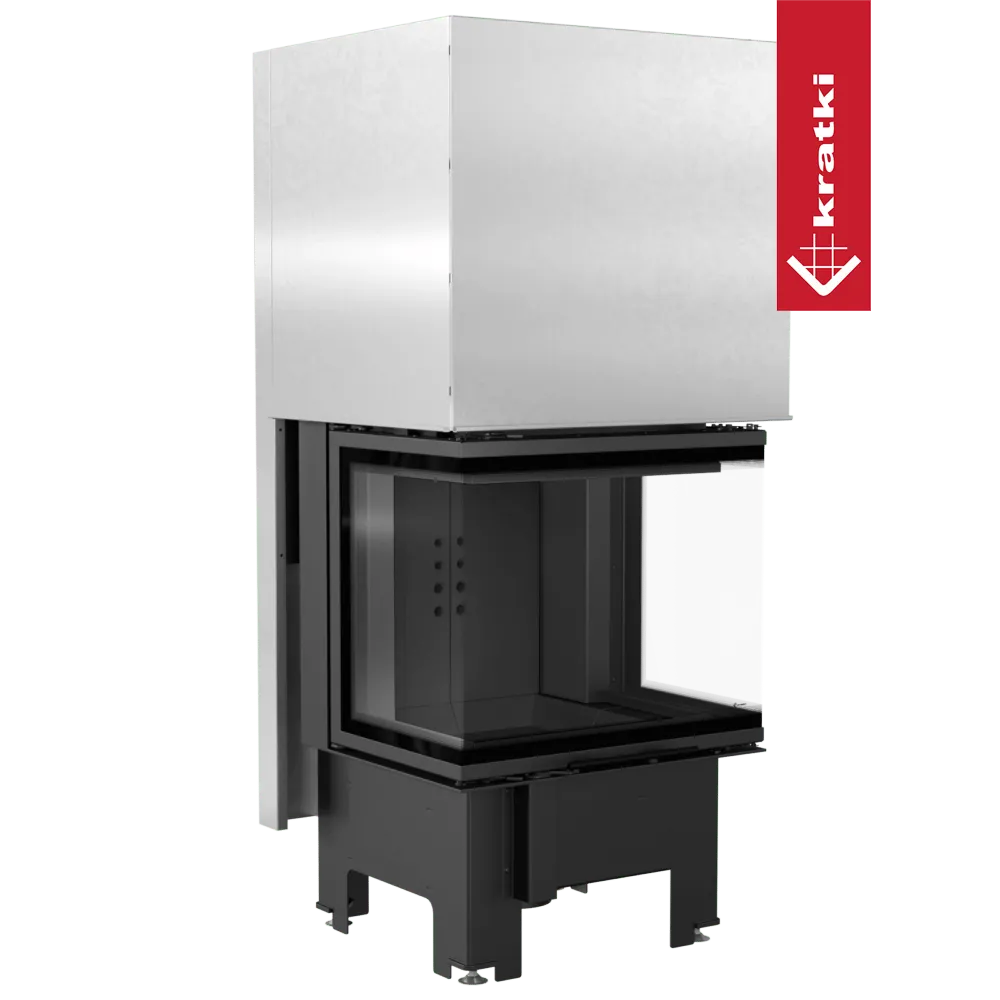 Kratki NBC 600/400 moderne inbouwhaard met glazen hoek en strak design.