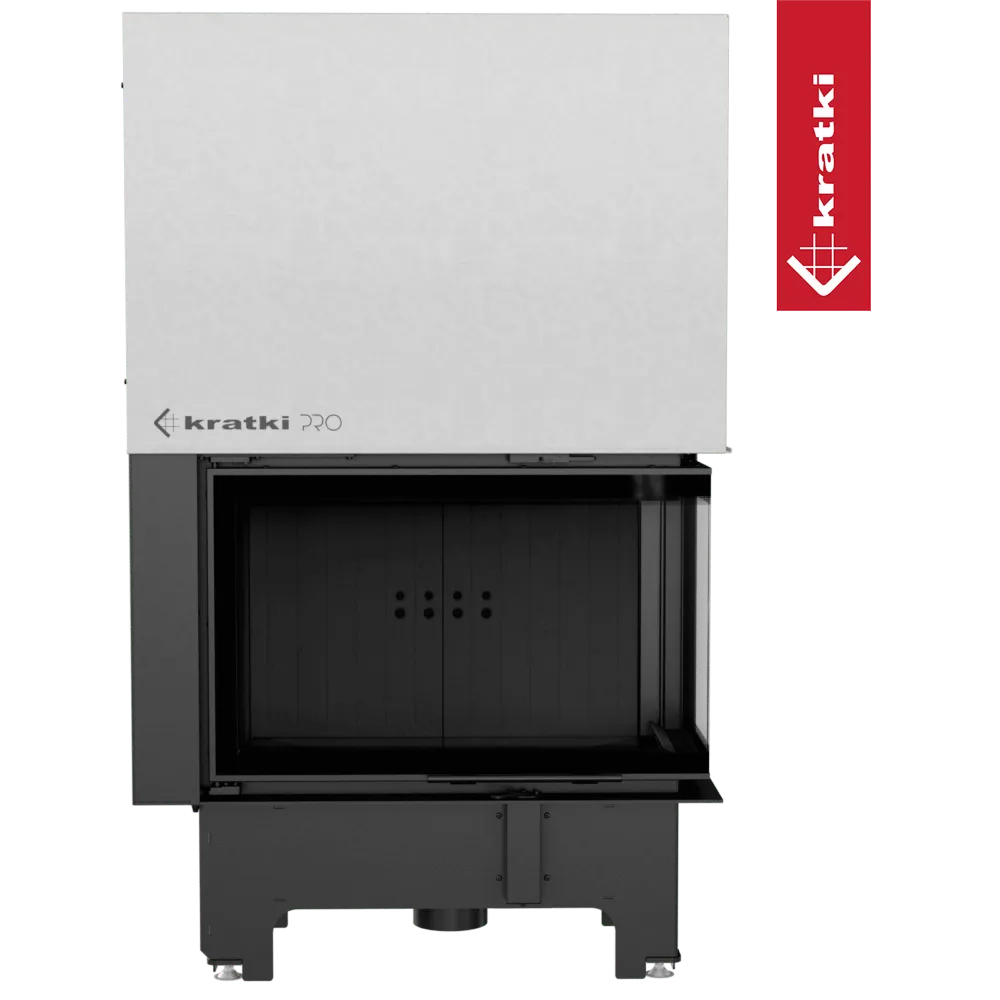 Kratki VNP 810/410 moderne inbouwhaard met zwart interieur en wit omhulsel.