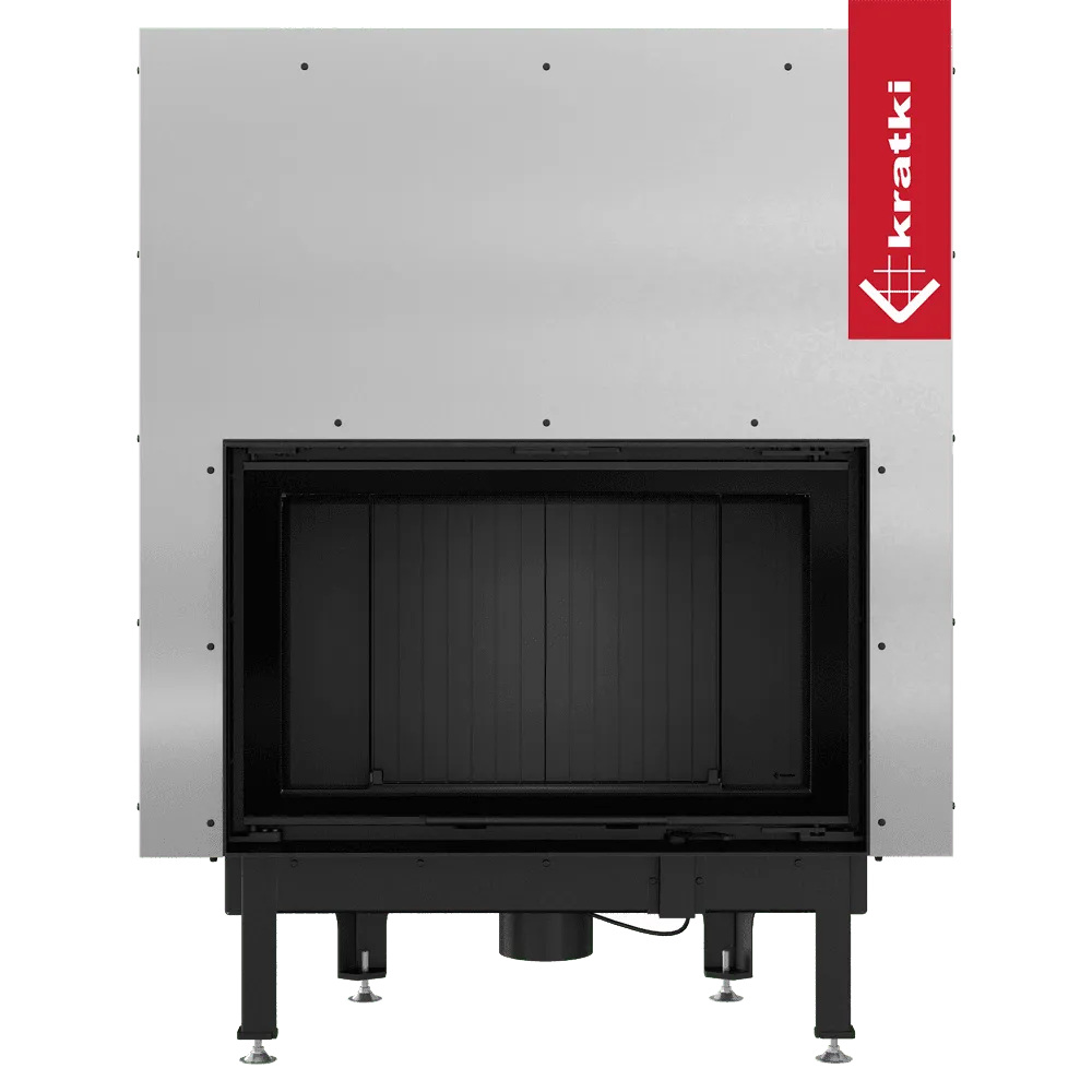 Kratki Nadia 12 kW inbouwhaard met zwart frame en zilverkleurige behuizing.