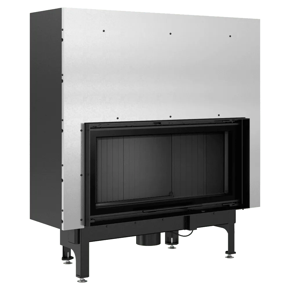 Kratki Nadia 14 kW inbouwhaard met zwart metalen frame en glazen deur.